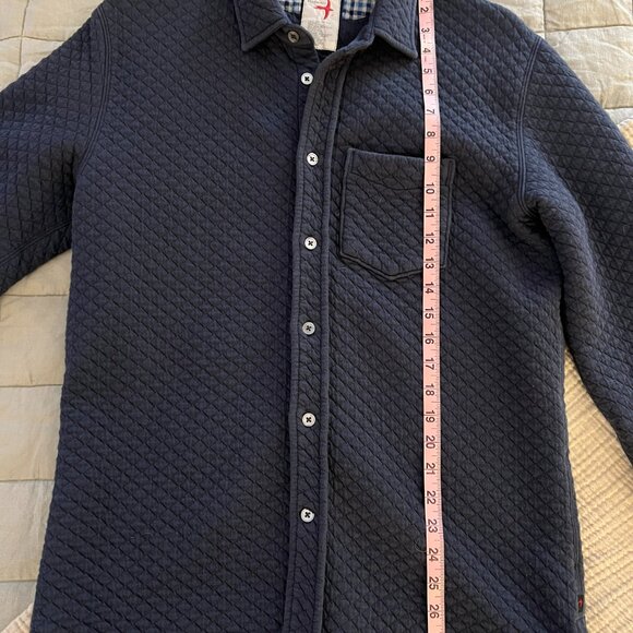 Navy Bubble Knit Shirt - Relwen - Long Sleeve Button Up - Men's Medium - Picture 8 of 8